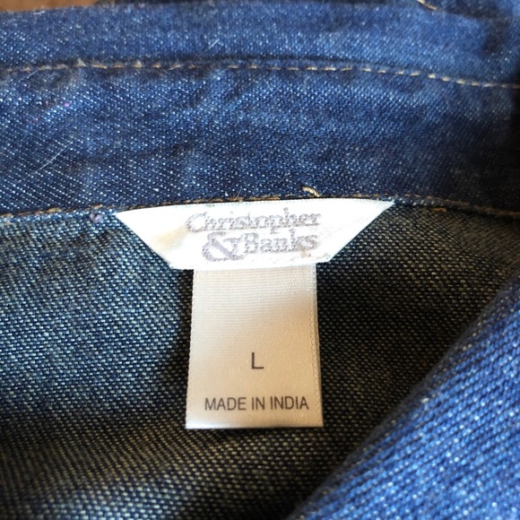 VINTAGE - NWOT - Christopher & Banks Denim Jacket - LARGE - Embroidered - Picture 6 of 8